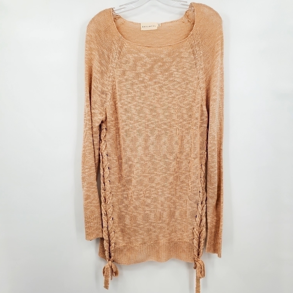 Dreamers Loose Knit Braided Detail Long Sleeve Top